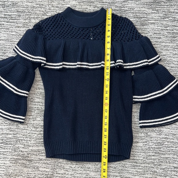 Self-Portrait STRIPED FRILL SWEATER
NAVY Wool Jumper Medium. - Picture 9 of 16